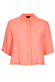 Topshop Cropped Pleat Back Shirt - Lyst
