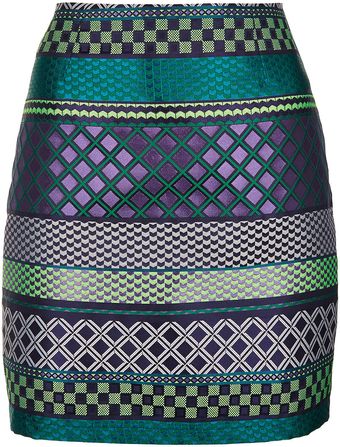 Topshop Jacquard Tile Stripe Mini Skirt - Lyst