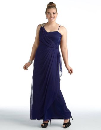 Xscape Plus Size Jewel Accent Draped Gown - Lyst