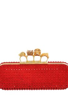 Alexander McQueen Crystal Silk Knuckle Box Clutch - Lyst