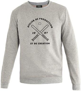 A.P.C. Baseball Logo Sweatshirt - Lyst