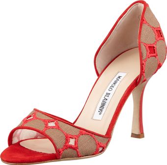Manolo Blahnik Castano Embroidered Dorsay Pump - Lyst