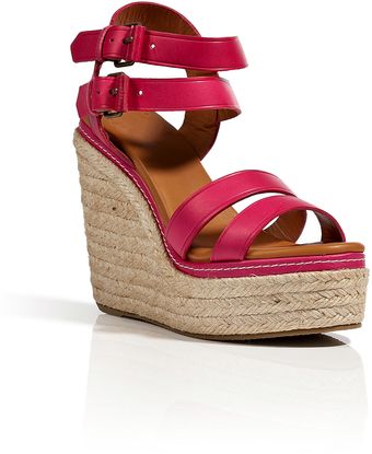 Marc By Marc Jacobs Leather Strappy Wedge Sandals in Cherry - Lyst