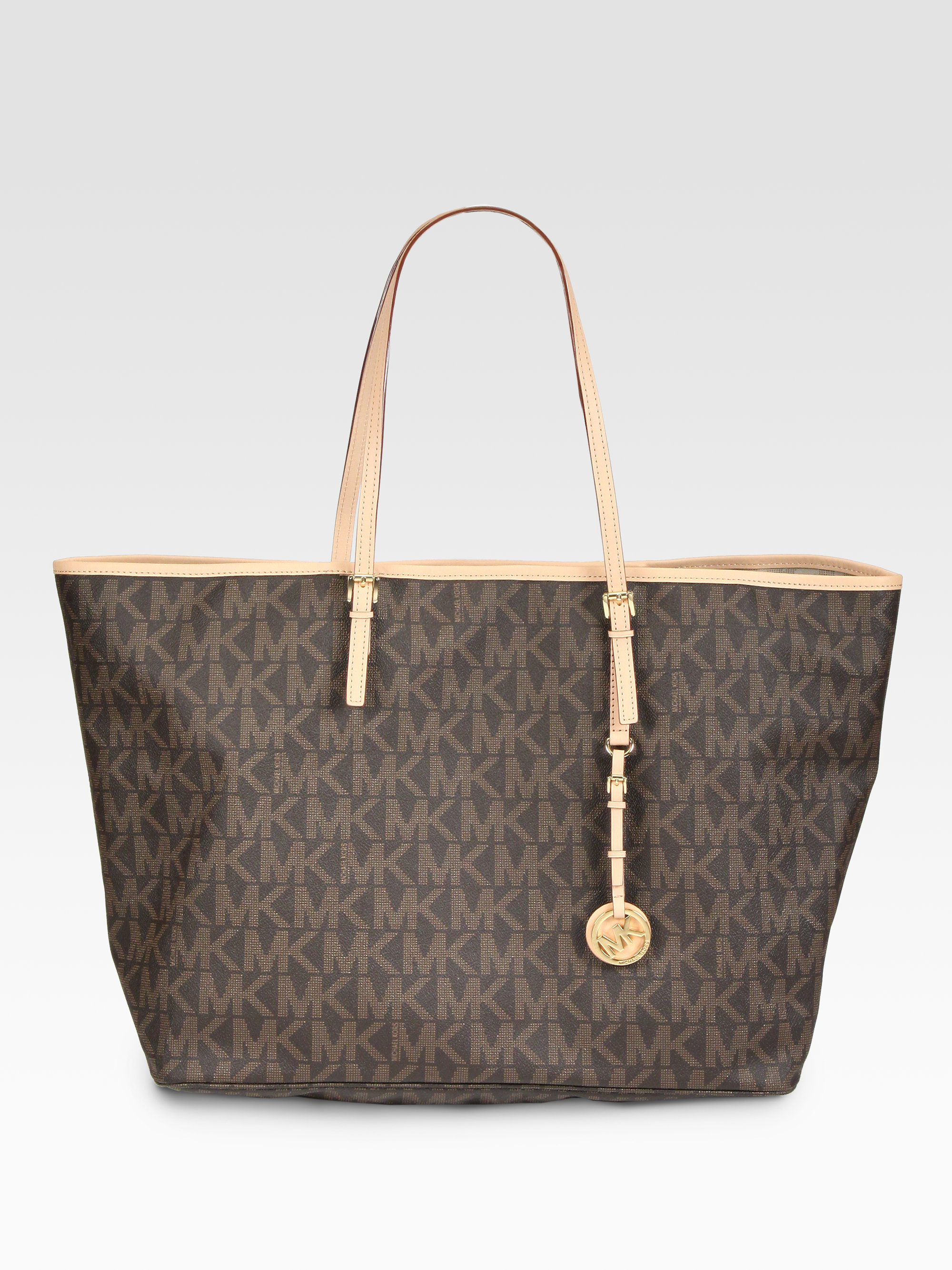 Michael Michael Kors Coated Canvas Travel Tote in Brown | Lyst