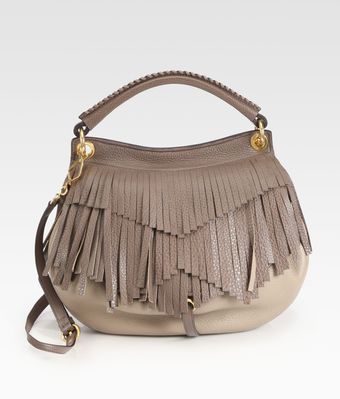 Miu Miu Fringed Colorblock Hobo - Lyst