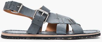 Opening Ceremony Faded Black Leather Crisscross Sandals - Lyst