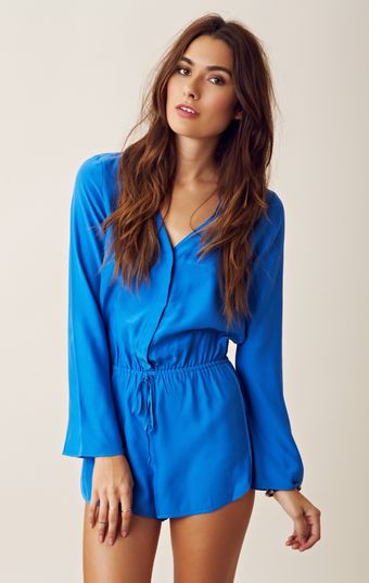 Parker Silk Long Sleeve Romper - Lyst