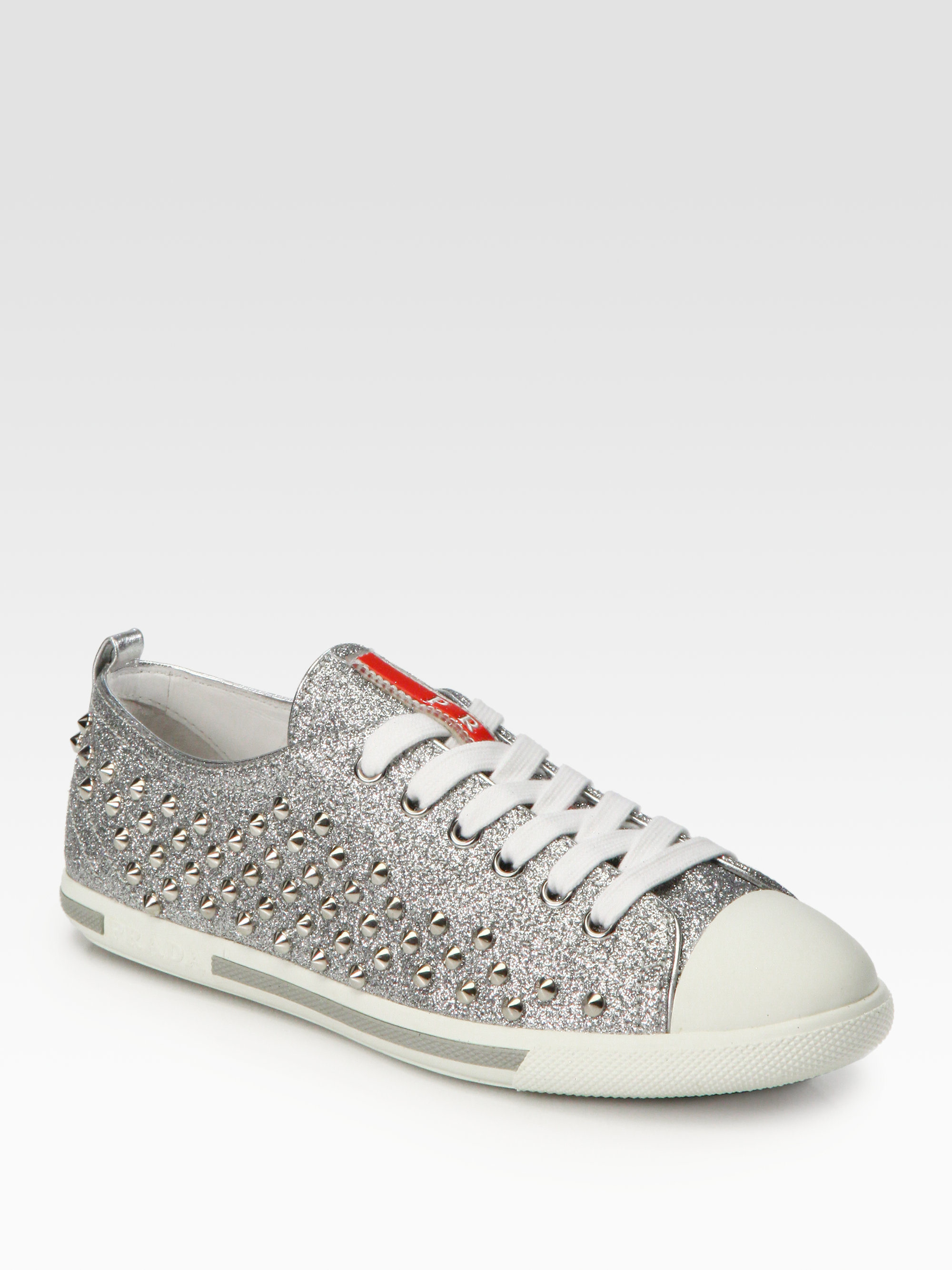 prada silver platform sneakers