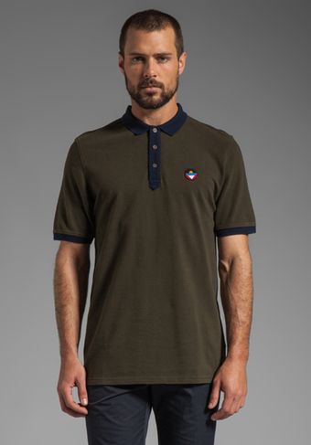 Vanishing Elephant Basic Pique Polo in Olive and Navy - Lyst