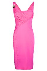 Versace Medallion Gathered Dress