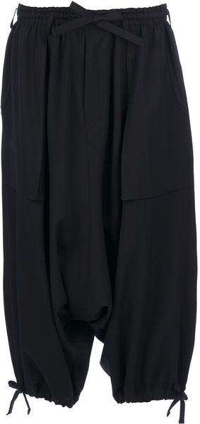 Yohji Yamamoto Drop Crotch Cropped Trouser - Lyst