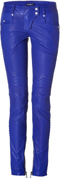 Balmain Low Rise Leather Biker Pants - Lyst