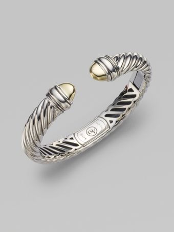 David Yurman Sterling Silver 18k Yellow Gold Bracelet10mm - Lyst