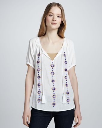 Joie Ruel Embroidered Gauze Shirt - Lyst