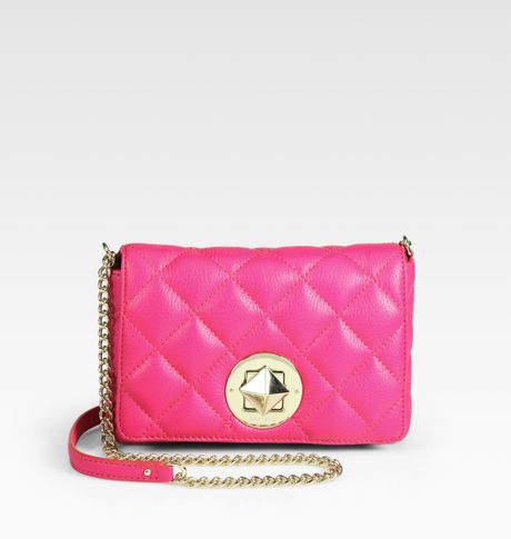 Kate Spade Dove Quilted Leather Chain Crossbody in Pink (black) | Lyst