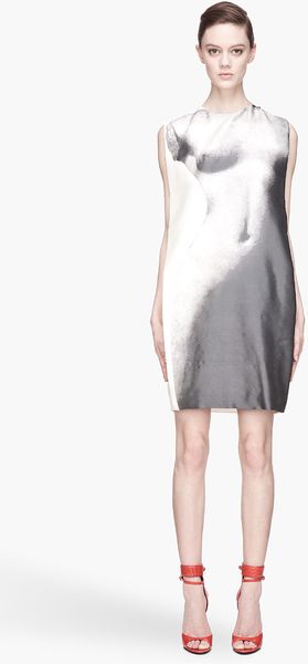 Lanvin Ivory and Grey Statue Silhouette Dress - Lyst