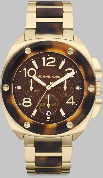 Michael Kors Layton Tortoiselook Bracelet Chronograph Watch - Lyst