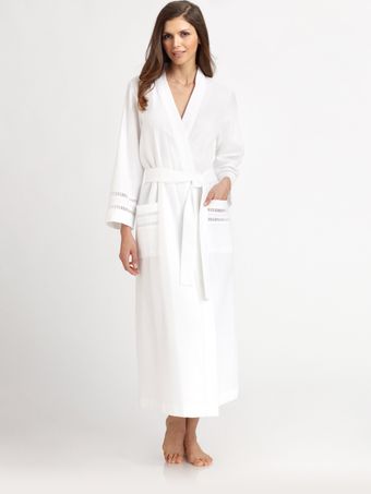 Oscar De La Renta Sleepwear Waffle Weave Long Robe - Lyst