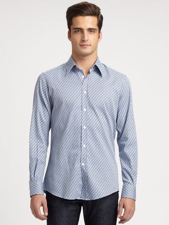 Versace Geometric Cotton Sport Shirt - Lyst