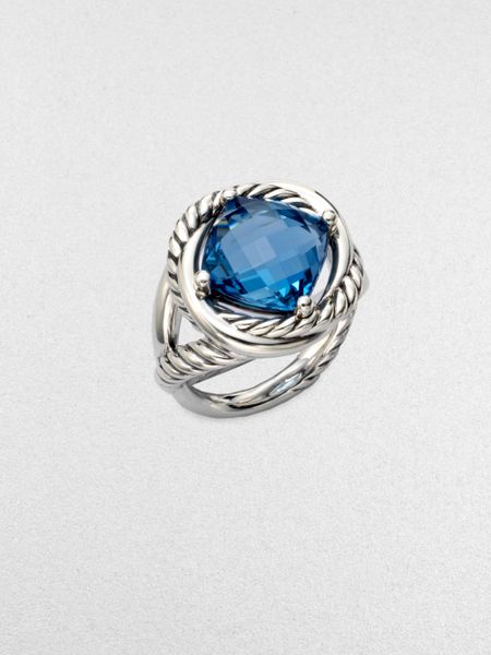 David Yurman Blue Topaz and Sterling Silver Ring in Silver