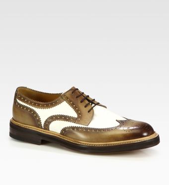 Gucci Eyck Brushed Leather and Canvas Laceup - Lyst