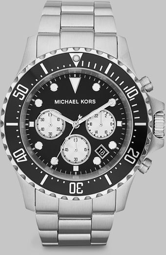 Michael Kors Silver Tone Chronograph Watch - Lyst