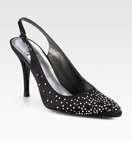 weitzman stuart rhinestone razzle slingback pumps satin