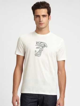 Versace Embellished Cotton Tee - Lyst