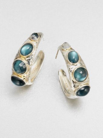 Ippolita Indigo Doublet Sterling Silver Mosaic Hoop Earrings - Lyst