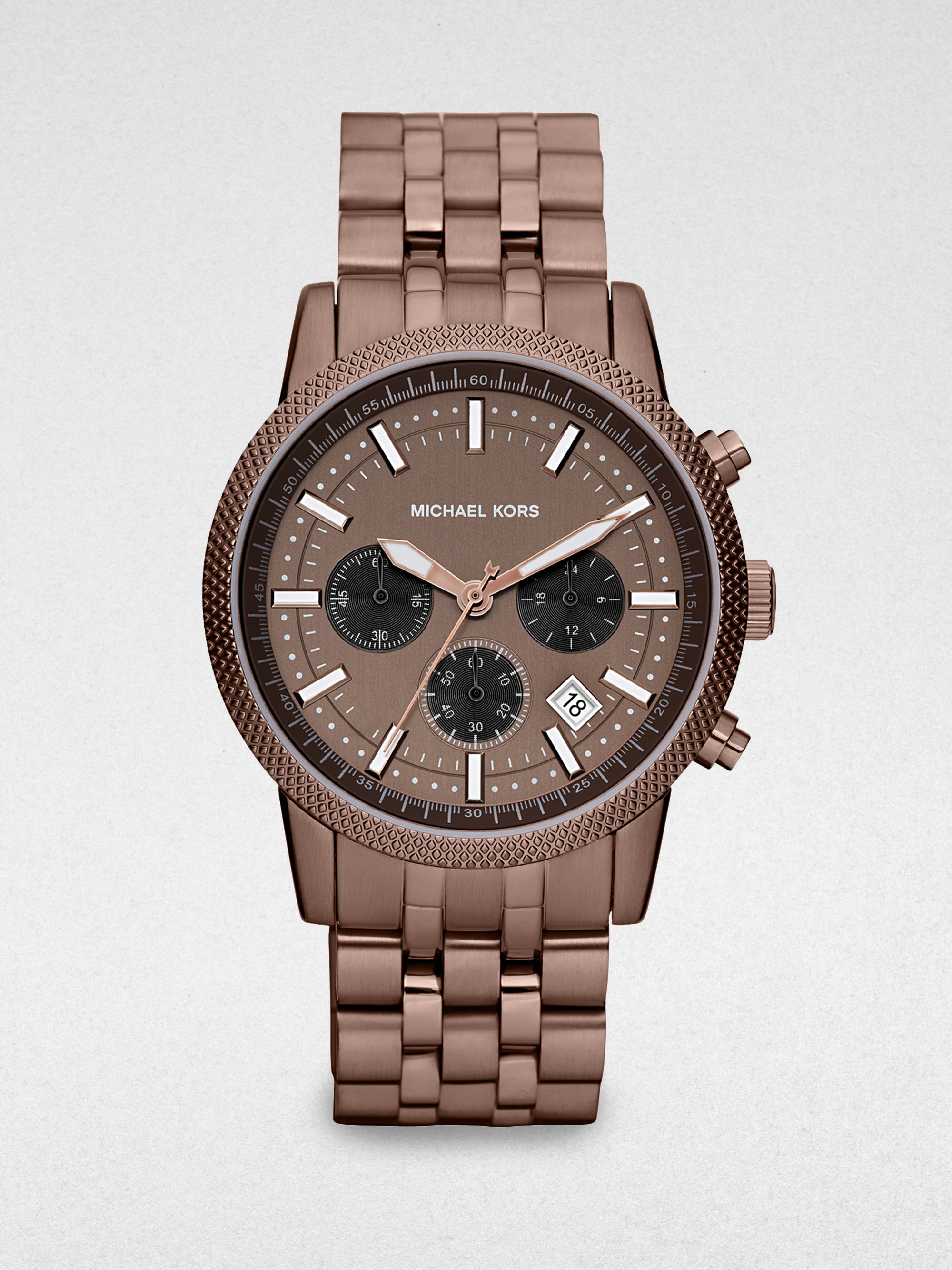 Michael Kors Stainless Steel Chronograph Watch in Brown for Men | Lyst