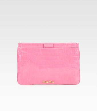 Miu Miu St Coco Lux Crocodile Embossed Leather Clutch - Lyst