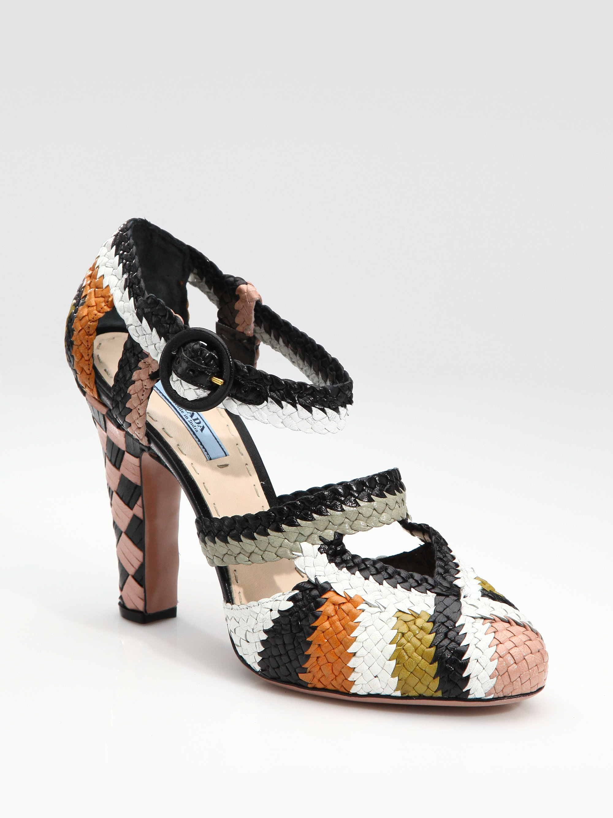 Prada Multicolor Woven Sandals in Multicolor (multi pastel) Lyst