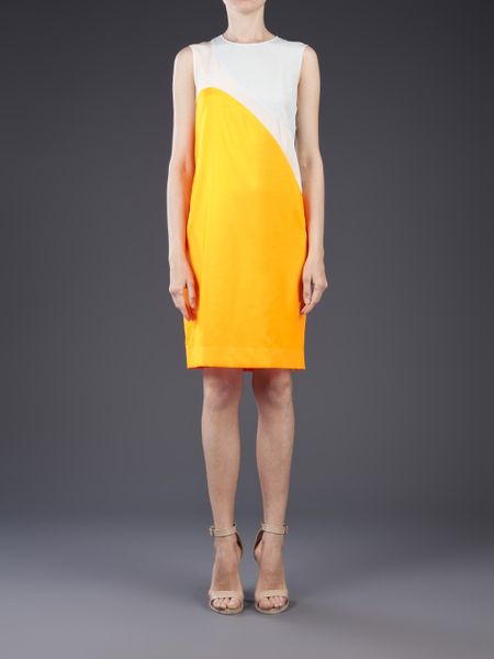 Stella Mccartney Silk Dress in White (orange) - Lyst