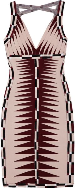 Hervé Léger Patterned Bandage Dress - Lyst