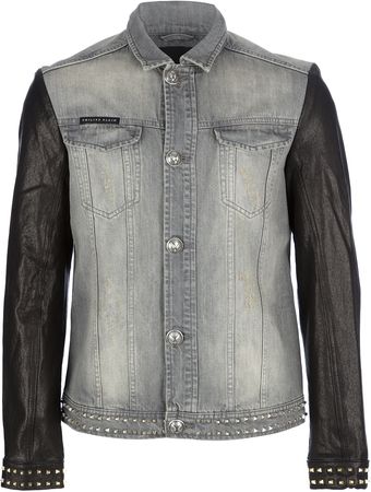 Philipp Plein Contrast Studded Denim Jacket - Lyst