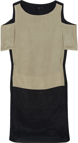 Tibi Color-Block Brushed-Silk Dress - Lyst