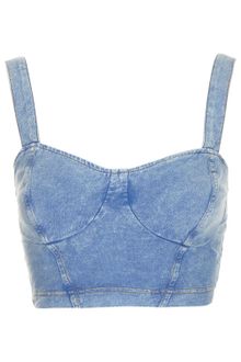 Topshop Denim Bralet Top - Lyst