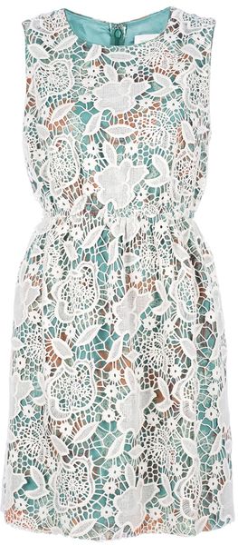 Anna Sui Lace Overlay Chiffon Dress - Lyst