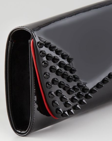 Christian Louboutin Pigalle Patent Spike Clutch Bag in Black | Lyst