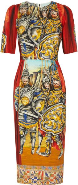 Dolce & Gabbana Printed Crepe Dress - Lyst