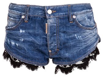 DSquared2 Lace Trimmed Denim Short - Lyst