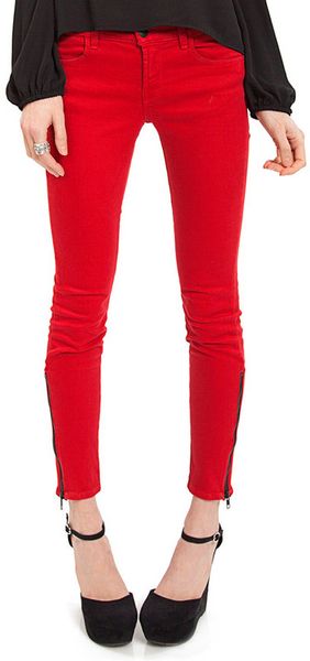 J Brand Midrise Triple Zip Skinny Jeans - Lyst