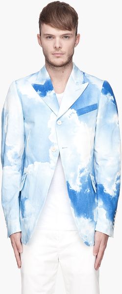 John Galliano Blue and White Cloud Blazer - Lyst