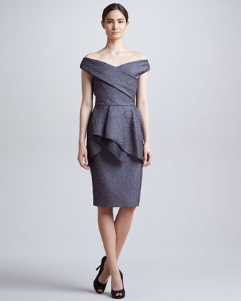 Lela Rose Offtheshoulder Flounce Dress - Lyst