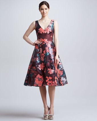Lela Rose Sleeveless Dress with Full Skirt - Lyst