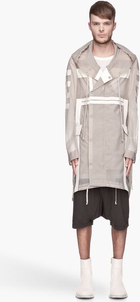 Rick Owens Grey and Ivory Semisheer Geowebbed Parka - Lyst