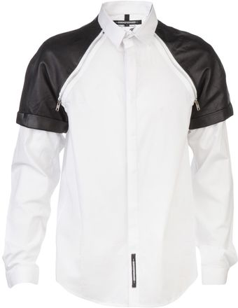 Sons Of Heroes Zip Off Leather Sleeve Shirt - Lyst