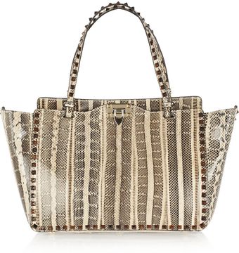 Valentino The Rockstud Medium Elaphe Trapeze Bag - Lyst