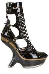 Alexander McQueen 150mm Patent Plexiglass Open Toe Wedges
