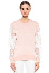 Chloé Flower Sleeve Pullover in Peach White